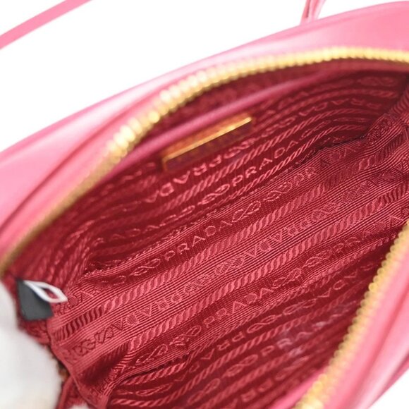 PRADA Saffiano Mini Crossbody Shoulder Bag Leather Pink Gold Italy - Picture 13 of 14